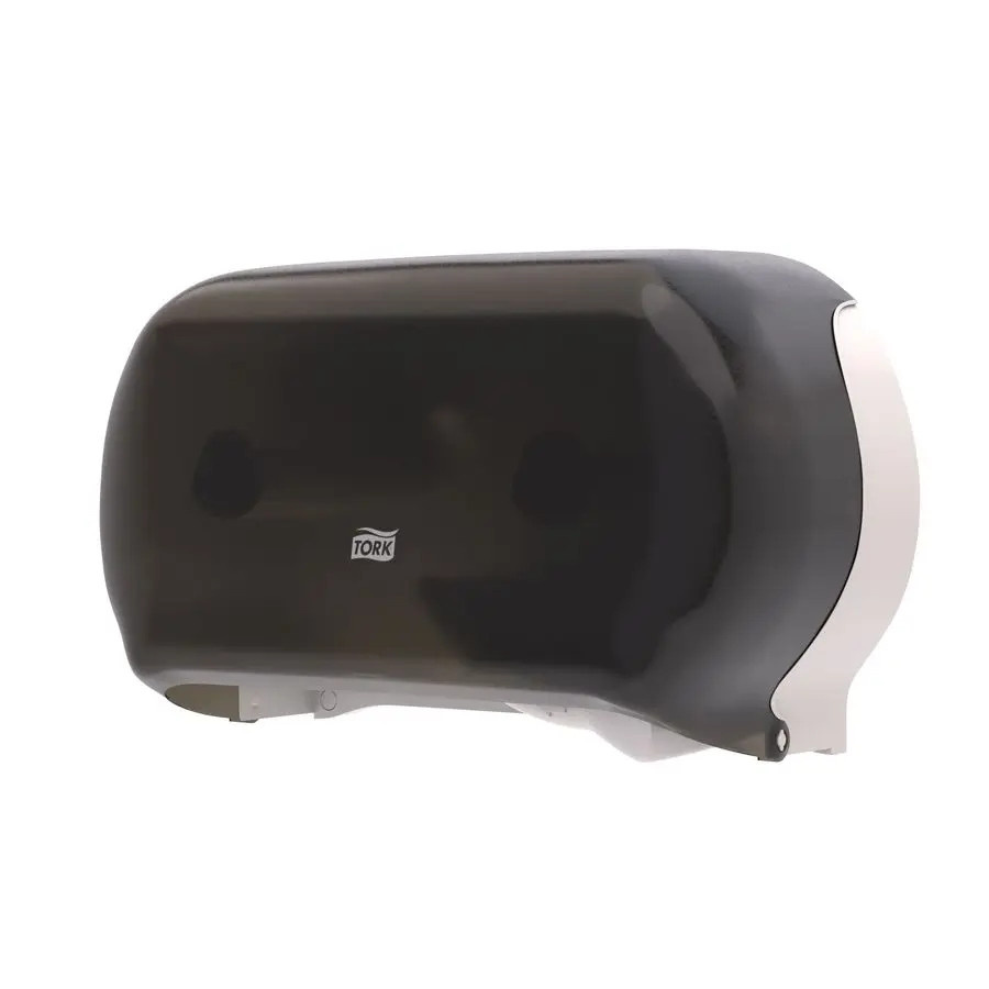 Rolka papieru toaletowego Jumbo biała T22 2-warstwowa, 12 x 1000 i podwójny dozownik papieru toaletowego Jumbo Smoke T22