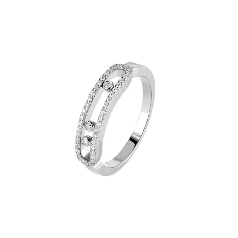 S925 sterling silver three diamond sliding ring simple narrow version of light luxury all-in-one advanced sense can slide