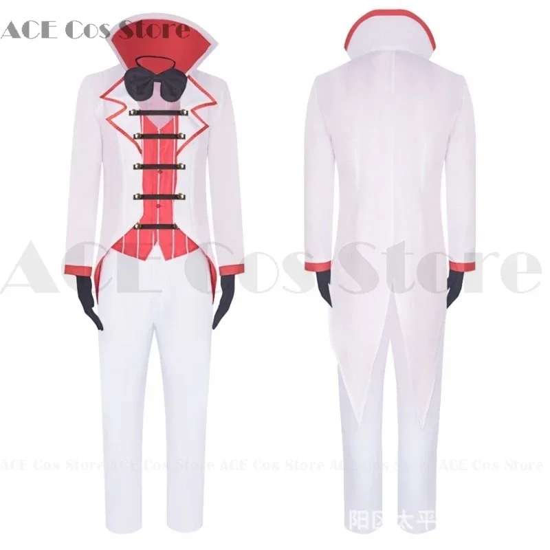 Hazbin Lucifer Morningstar Cosplay Hotel Costume Parrucca Canna Bastone Stivali Anime Puntelli Cosplay Vestiti Festa di Halloween Hazubin Suit
