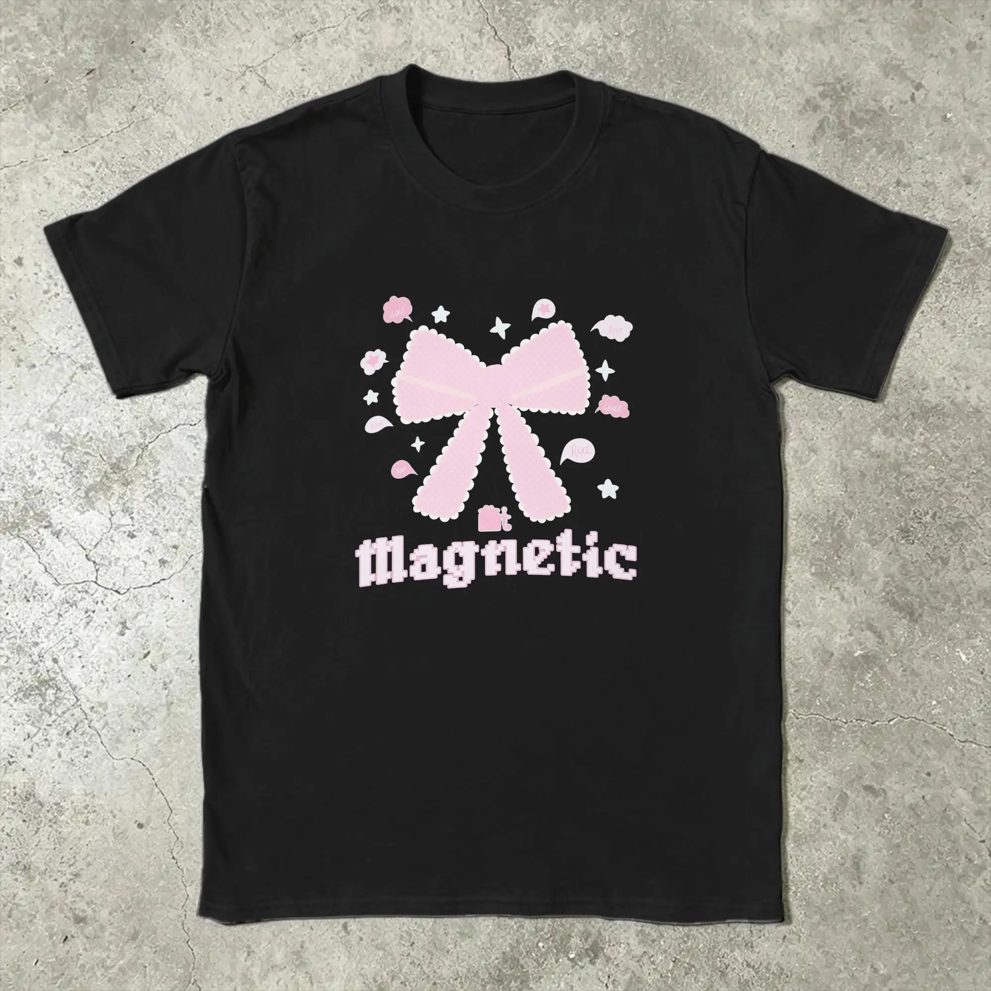 Men's T-Shirt MAGNETIC ILLIT Vintage Cotton Tees Short Sleeve  T Shirts O Neck Tops Graphic
