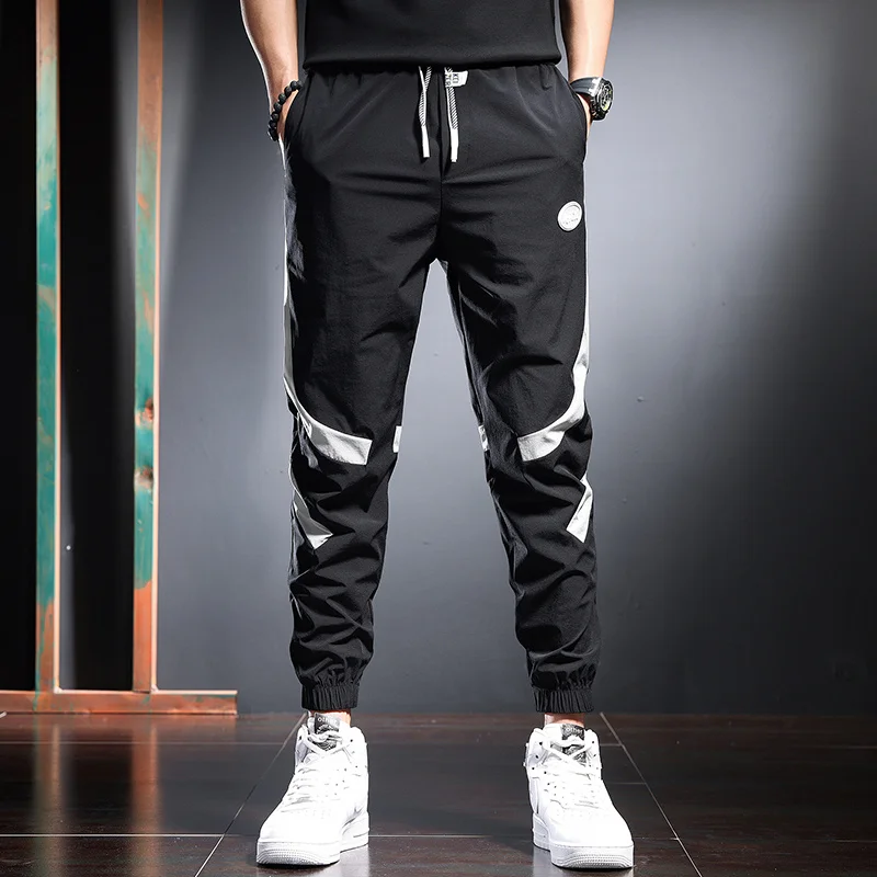 

Pants Men Sport 2023 Summer Jogging Trousers Fashion Streetwear Black Lightweight Elastic Waist Drawstring Joggers