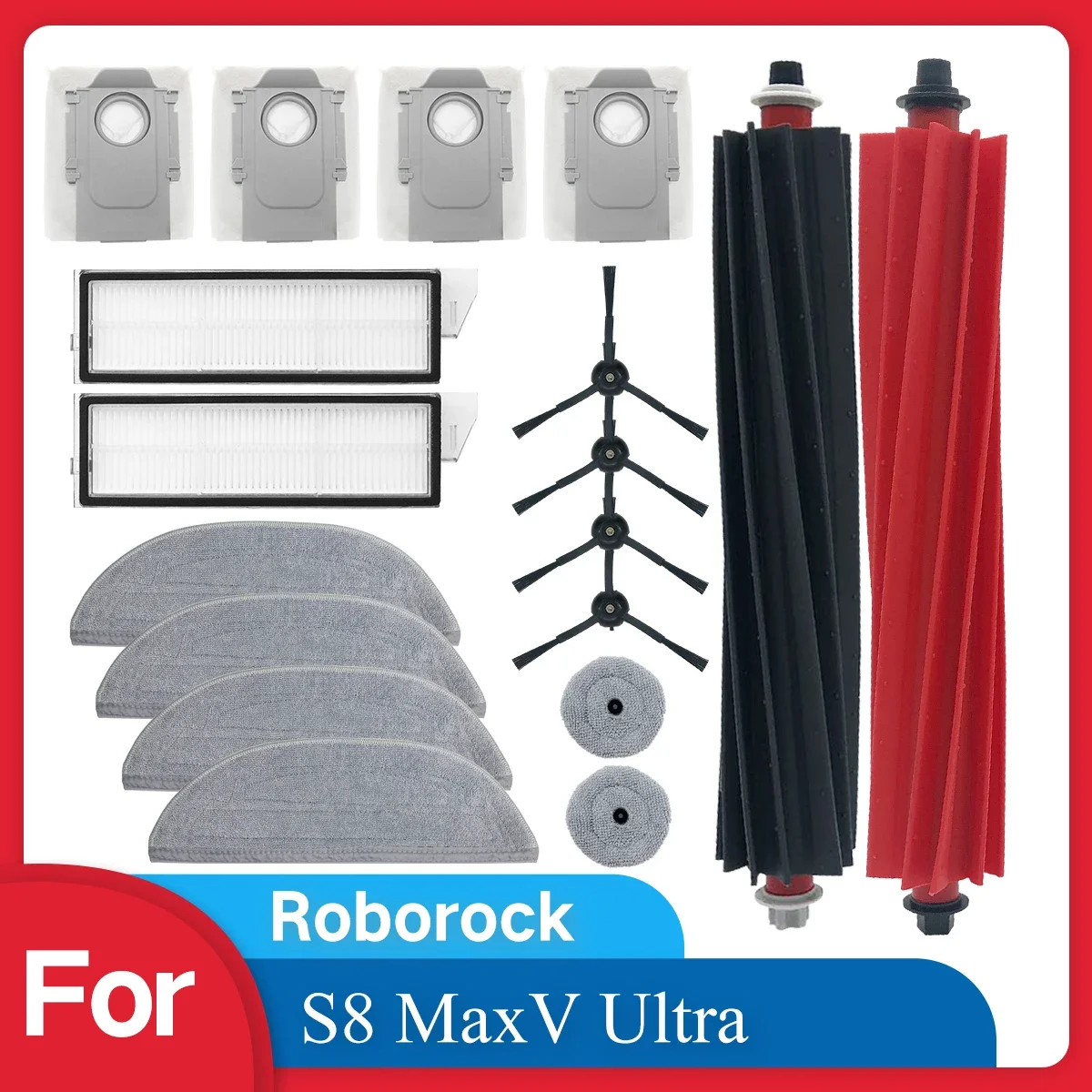 Für Roborock S8 MaxV Ultra Roboterstaubsauger Zubehör Wischmopp Staubsaugerbeutel Seitenbürste Filter Austauschbare Ersatzteile