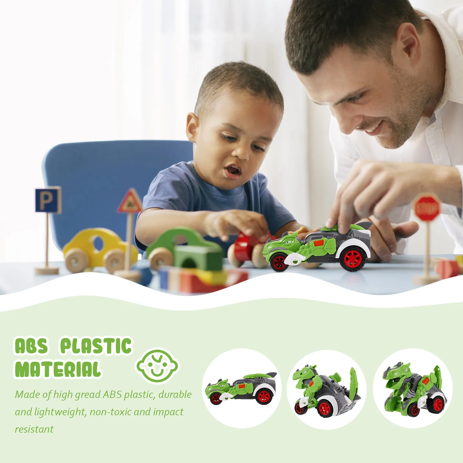 

Transforming Dinosaur Car Inertial Pull Back Vehicle for Children Ages 3 4 5 6 7 Deformation When Hitting Obstacle