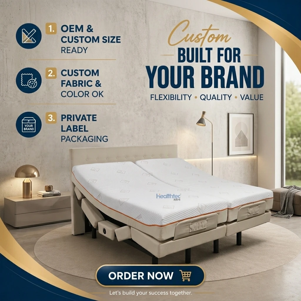Healthtec Straight Split Type Adjustable Electric Bed Frame Intelligent Electric Bed Base With Mattress