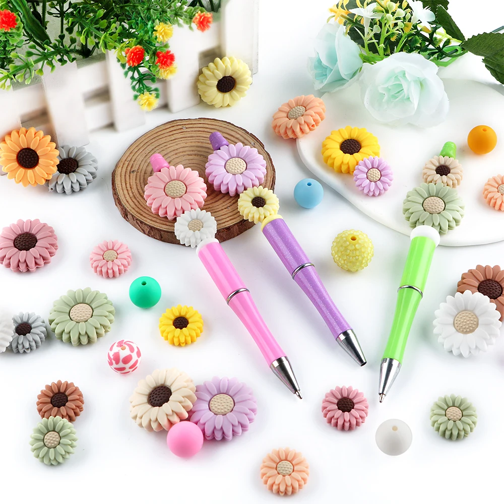 

70pcs 20/30mm Mini Daisy Flower leaf Silicone Focal Bead For Jewelry DIY Bracelet Multi Functional Chain Etc Handmade Accessorie