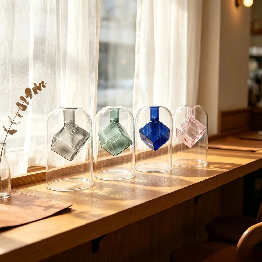 Shaped Double Layer Glass Fragrance Creative Modern Style Non Flame Fragrance Diffuser Bottle Home Living Room Bedroom Ornaments