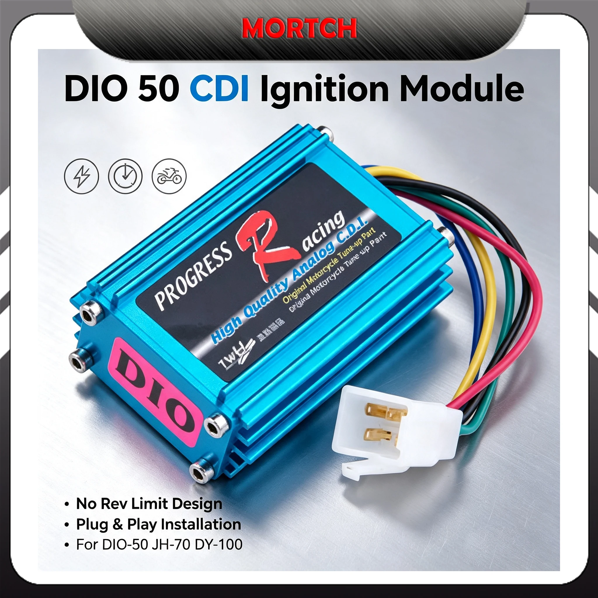 No Rev Limit 5‑Pin Racing CDI Box Plug&Play for DIO‑50 JH‑70 DY‑100 50‑150cc Scooter Performance Ignition Upgrade