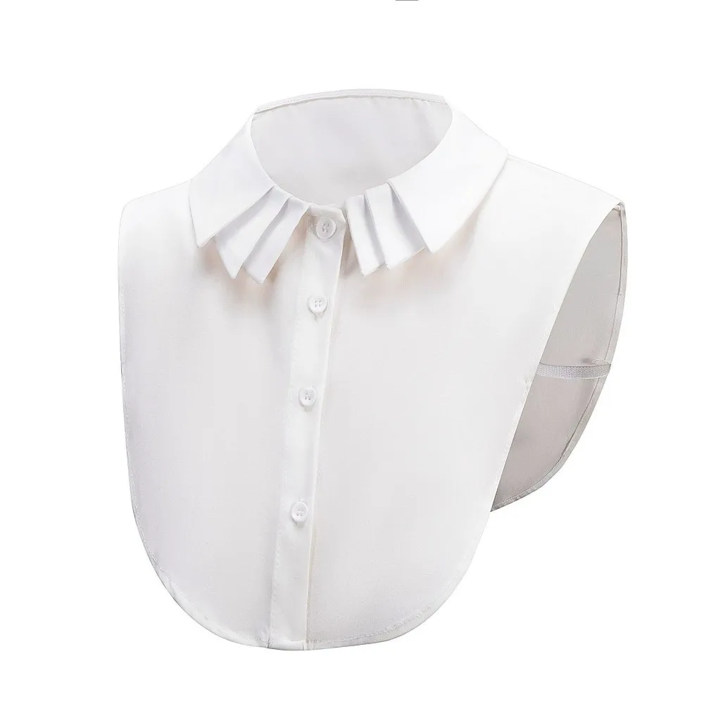 Fashion Multi-layer Removable Fake Collar Pleated White Detachable Collar Polyester Button False Collar Autumn Winter