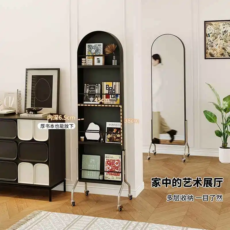#Accept Customization Fabric Mobile Mirror, Full Body Mirror, Floor Standing and Newspaper Display Shelf, Rotating Mirror