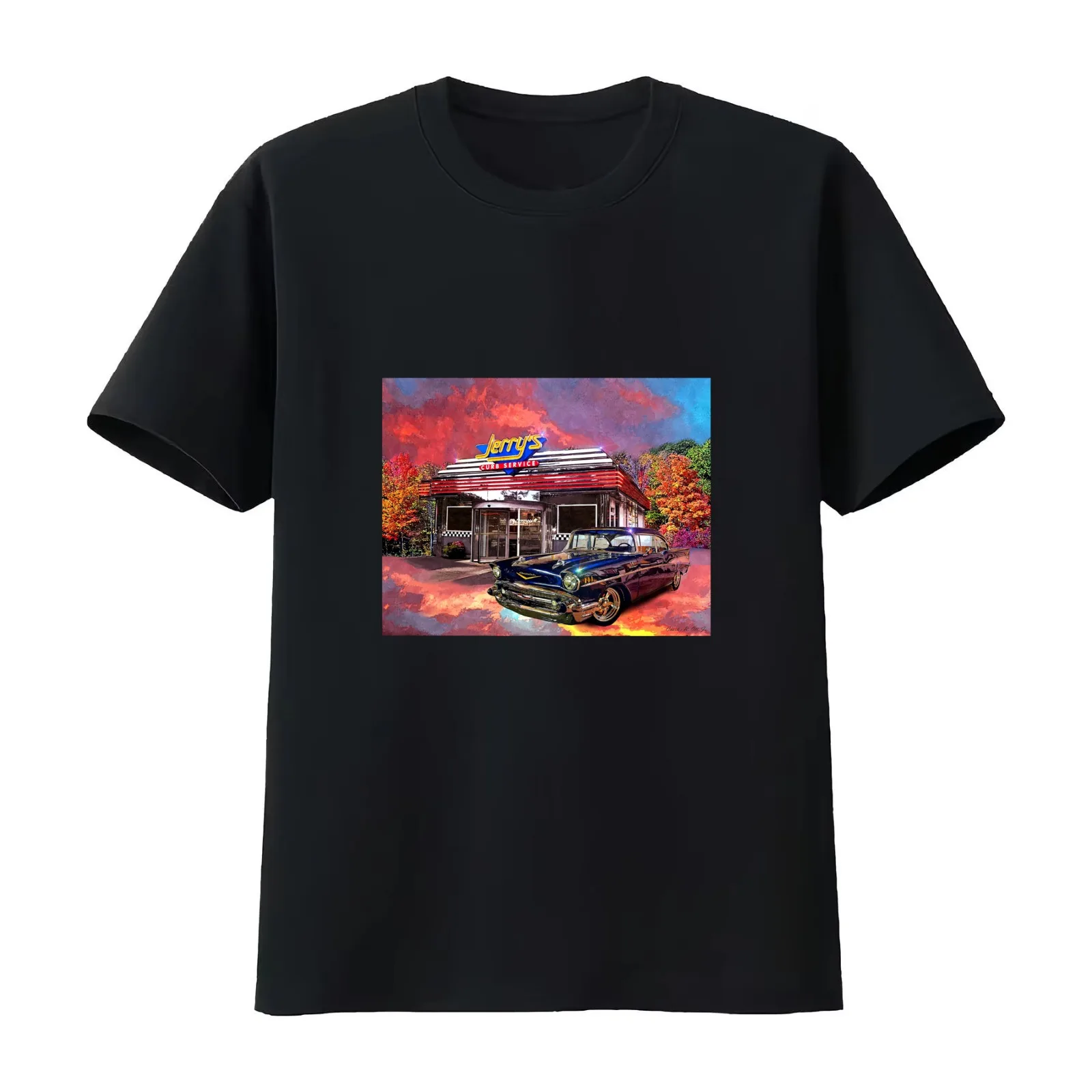Jerry's Curb Service T-Shirt Summer Casual Cotton Tee Oversized Streetwear Tops Vintage Graphic Print Loose Fit Short Sleeve
