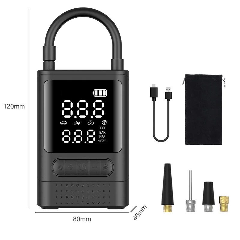 Portable Wireless Car Air Pump Cordless Electric Tire Inflator Digital Pressure High Power Inflator for Vehicle Bicycle Ball