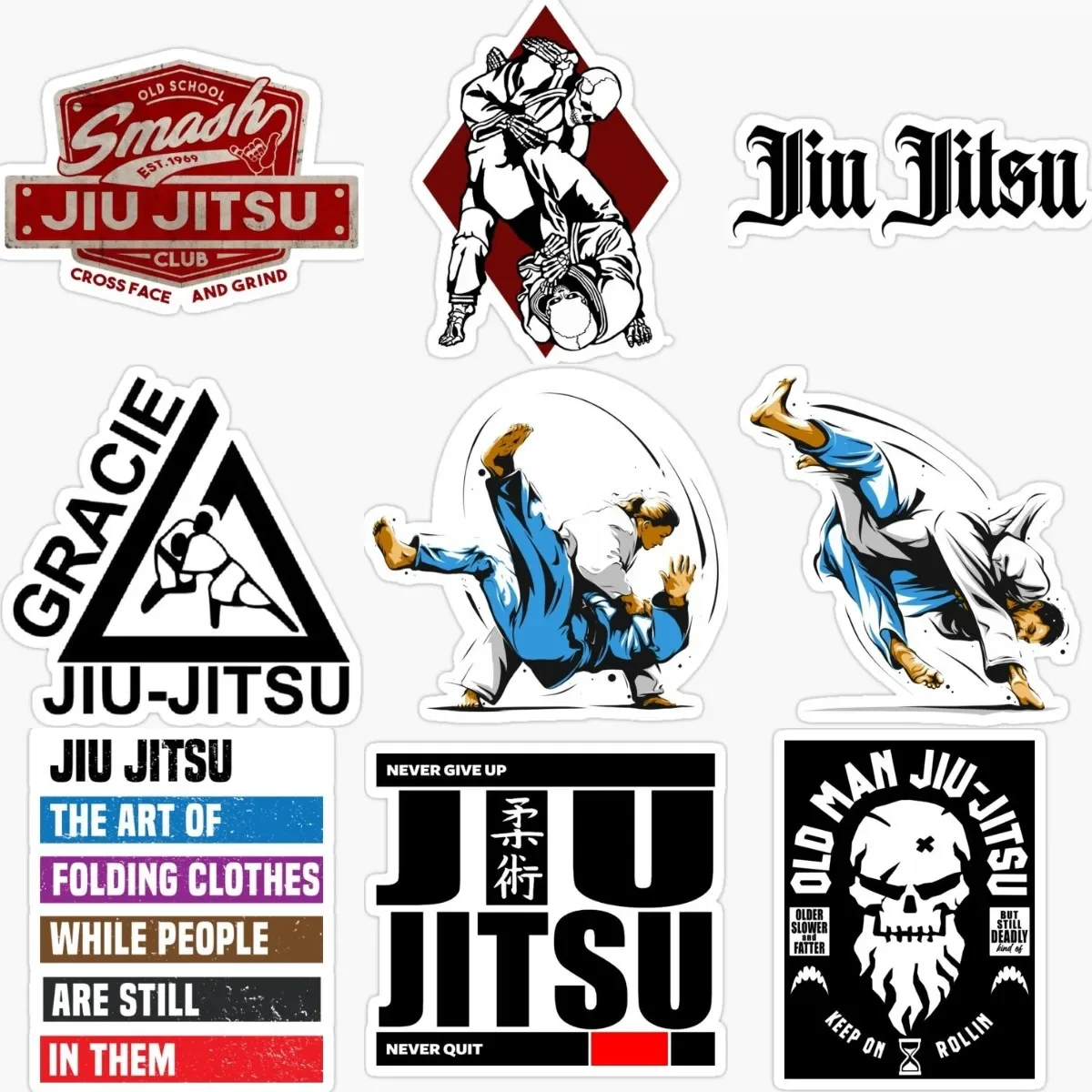 

Jiu Jitsu Fighting Skills PVC Material Stickers for Wall Room Bicycle Laptop Motorcycle Car Door Window Decal Accessories