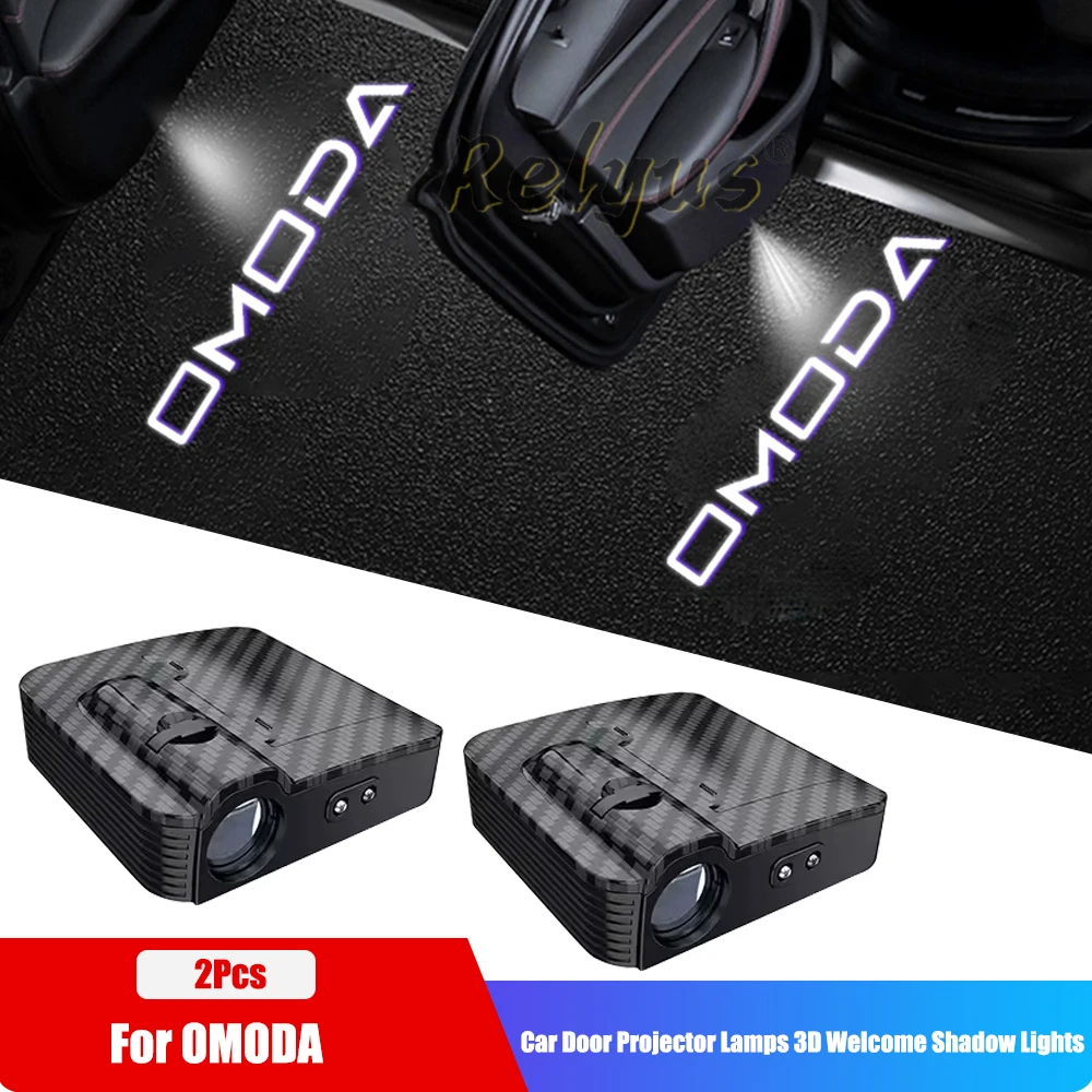 ABS Carbon Fiber LED Car Door logo Projector Lamps Welcome Light For Chery Omoda 5 GT S5 E5 O5 C5 Pro PHEV A9 Omoda