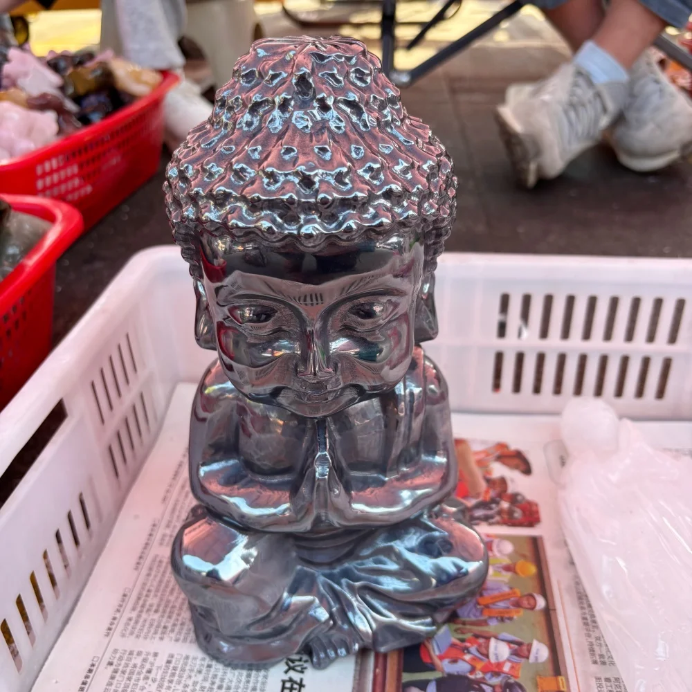5kg 30cm Terahertz Carved Buddha Statue Cute Baby Buddha Figurine Meditation Zen Healing Crystal Home Decor Ornament