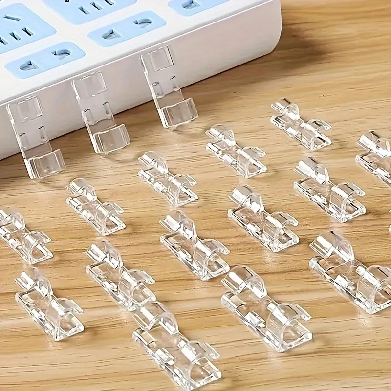 100pcs Adhesive Cable Clips, Transparent Wire Holders for Power Line Management, Cable Tissue Clamps for Walls And Under Tables