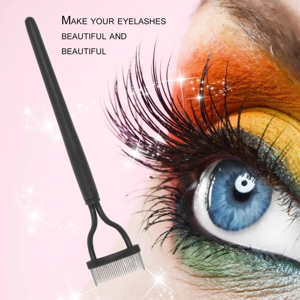 

Stainless Steel Eyelash Comb Black Travel Size Mascara Application Tool Curved Metal Lash Brush Grooming Makeup Tool Eyeliner