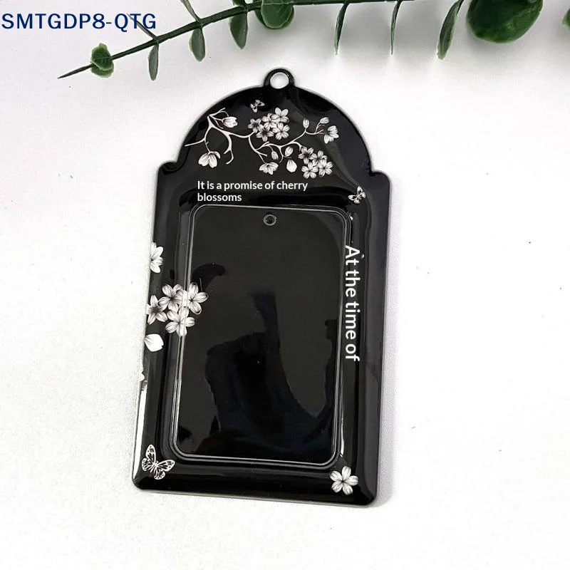 Hot 1Pc Cherry Blossom Acrylic Photocard Holder With Hanging Hole Delicate Pattern For Kpop Card Collection Daily Use
