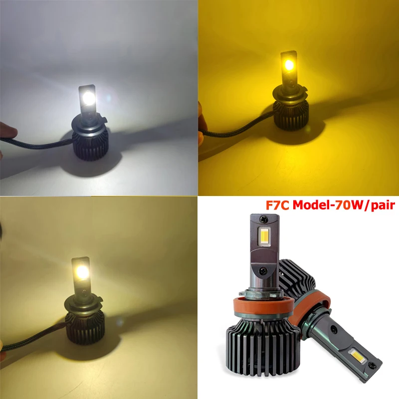 

3-цветная светодиодная супер яркая H4 9005 9006 H11 Led 50w 12000lm Автомобильная светодиодная лампа для фар F7 Автомобильная светодиодная фара H7 с вентиляторами H8 H10