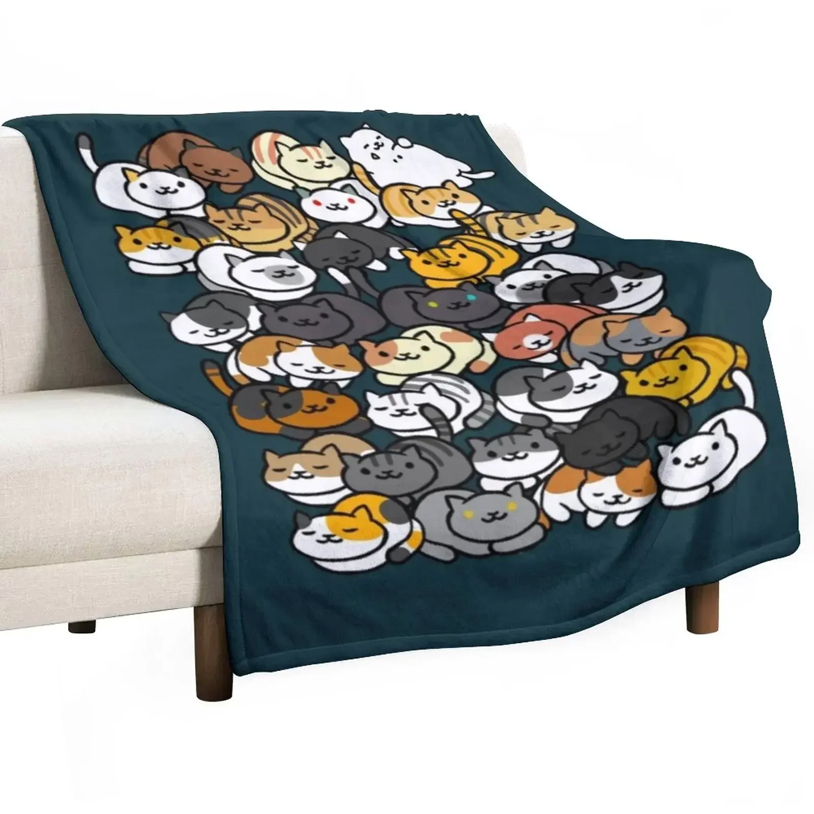 Neko Atsume Sleepy Kitties Throw Blanket Thins Summer Beautifuls Blankets