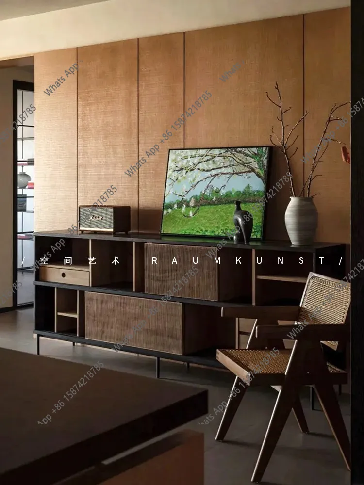 Scandinavian South East Asia style all solid wood teak dining side cabinet entrance cabinet TV cabinet bucket book edge designer