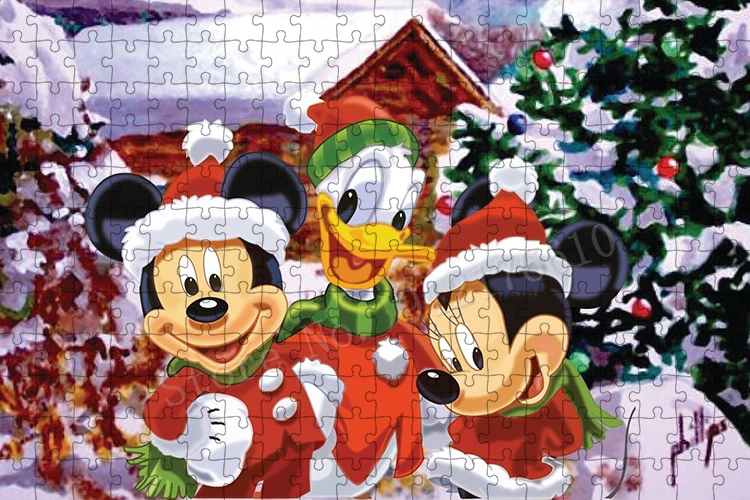 Kerst Disney Mickey Mouse Puzzel Creatieve Kerstboom Tijd Is Geld Inspirerende Beelden 300/500/1000 Stuks Puzzels