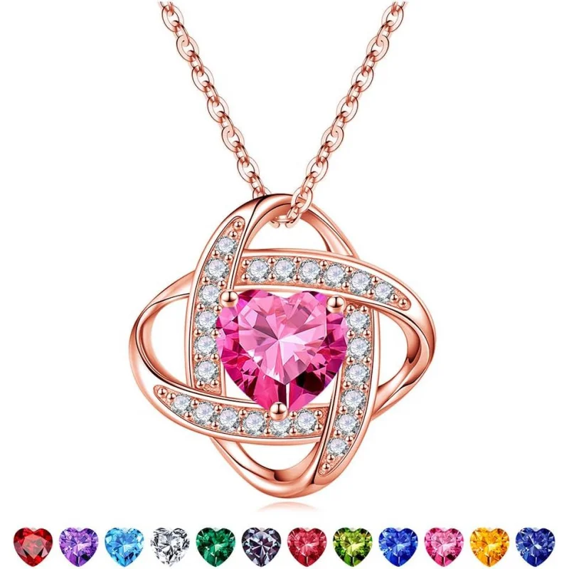 Valentines Gifts for Her Wife  925 Sterling Silver Love Knot Birthstone Necklace Jewelry Gifts  Mom Girlfriend
