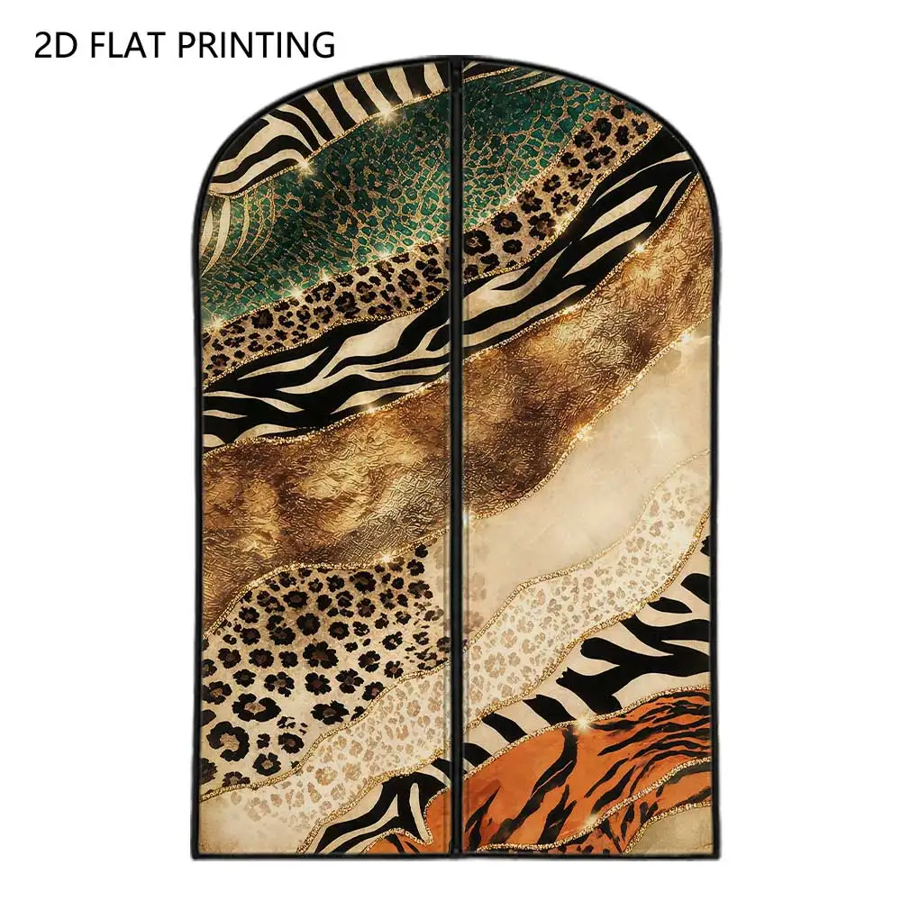 1pc Animal Fur Patchwork Compressed Dust Cover Clothes Compression Hanging Storage Bag Household Wardrobe Organizer
