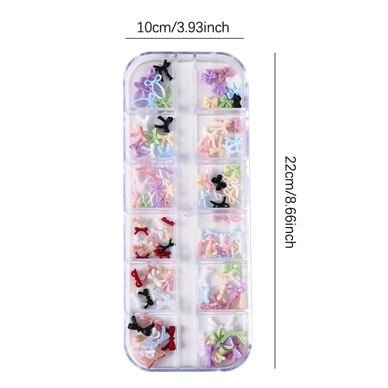 12 Grid Multiple Colors Bowknots Nail Art Charms Mini Adorable Line Bows Ties Resin Nail Decorations For DIY Earring Nail Suppli view 6