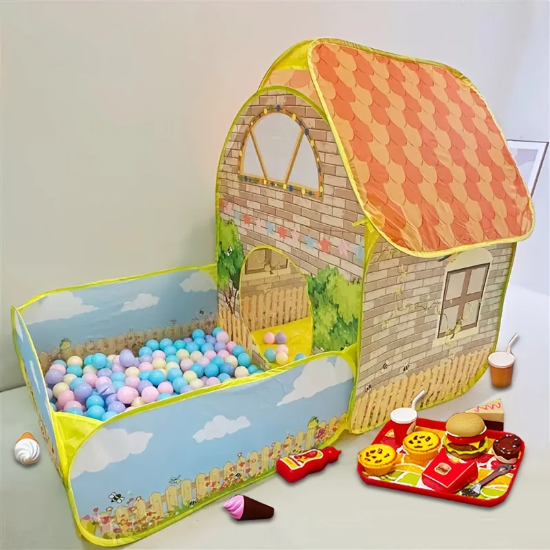 Tente de Villa de jardin pour jeunes, avec piscine à balles océan, maison de jeu intérieure et extérieure colorée pour garçons et filles, pliable et Portable