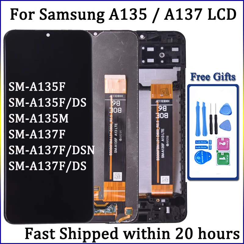 6.6\'\' For Samsung A13 A137 SM-A137F, SM-A137F/DSN LCD Display With Touch Screen Digitizer For Samsung A135  SM-A135F LCD Display