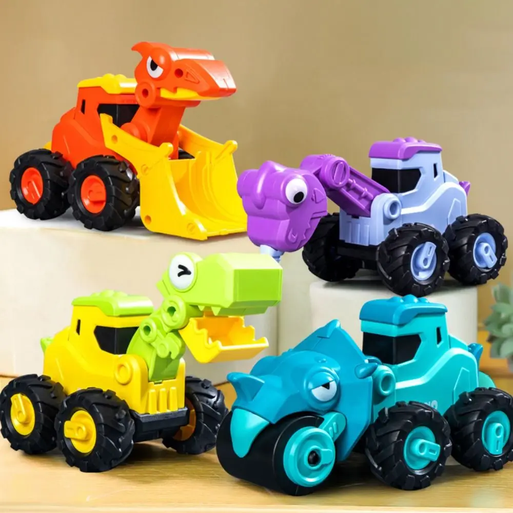 Crianças de plástico puxar para trás brinquedo carro imprensa habilidades manuais dinossauro engenharia modelo carro coleção dos desenhos animados crianças escavadeira carro brinquedo