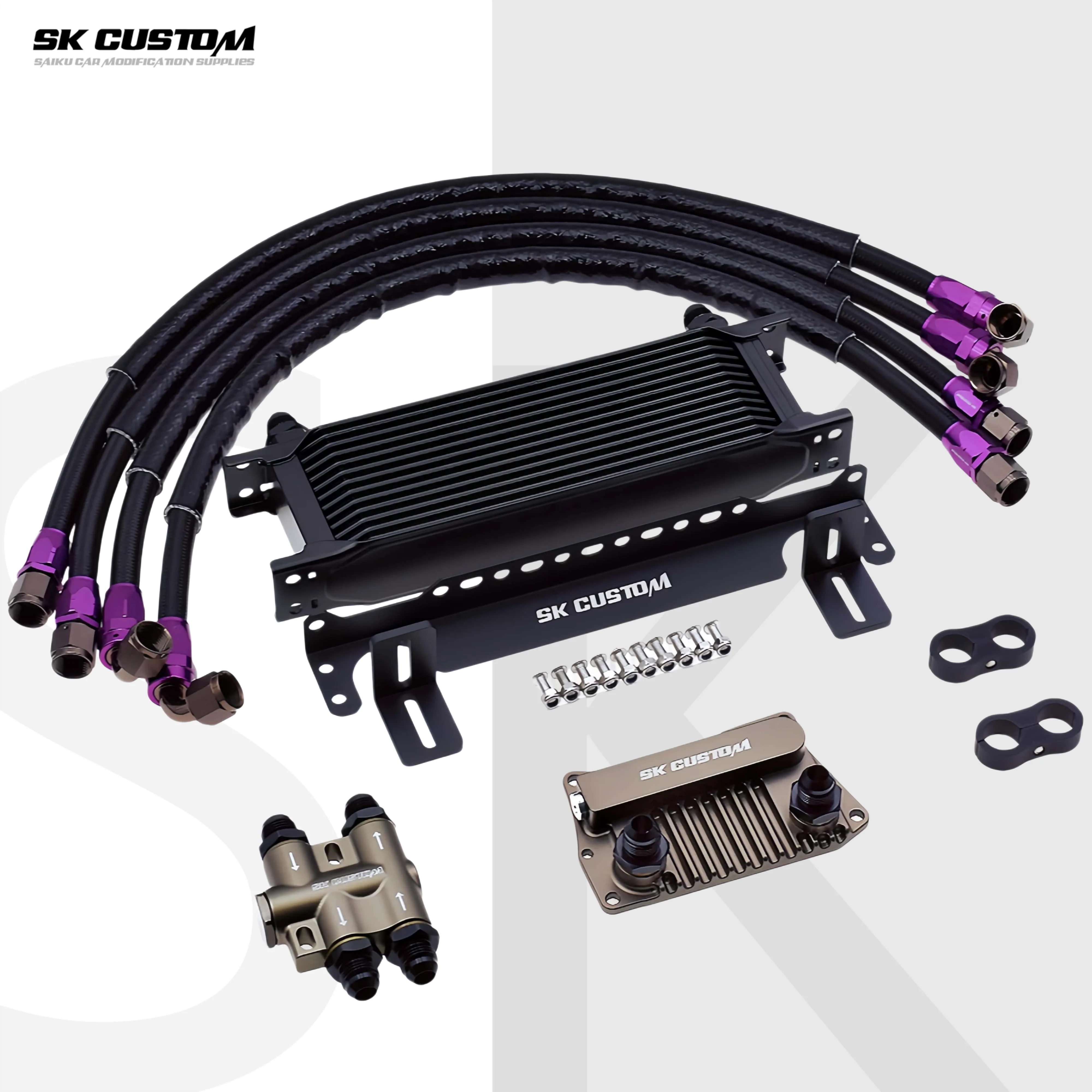 SK CUSTOM Thermostat Engine Oil Cooler Kit For Mercedes M278 M157 Aluminum Oil Radiator OE: A2781880401/A2781880201