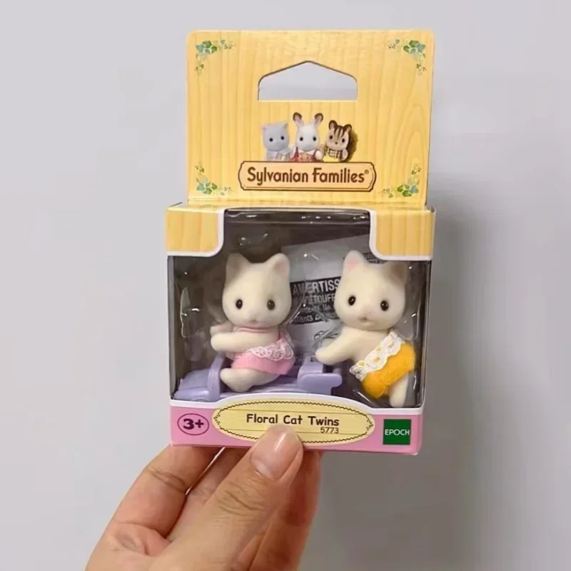 Sylvanian Families Anime Girl Figures Calico Critters Furniture Set Elephant Family Twins Dollhouse Floral Cat Twins Girl Gifts