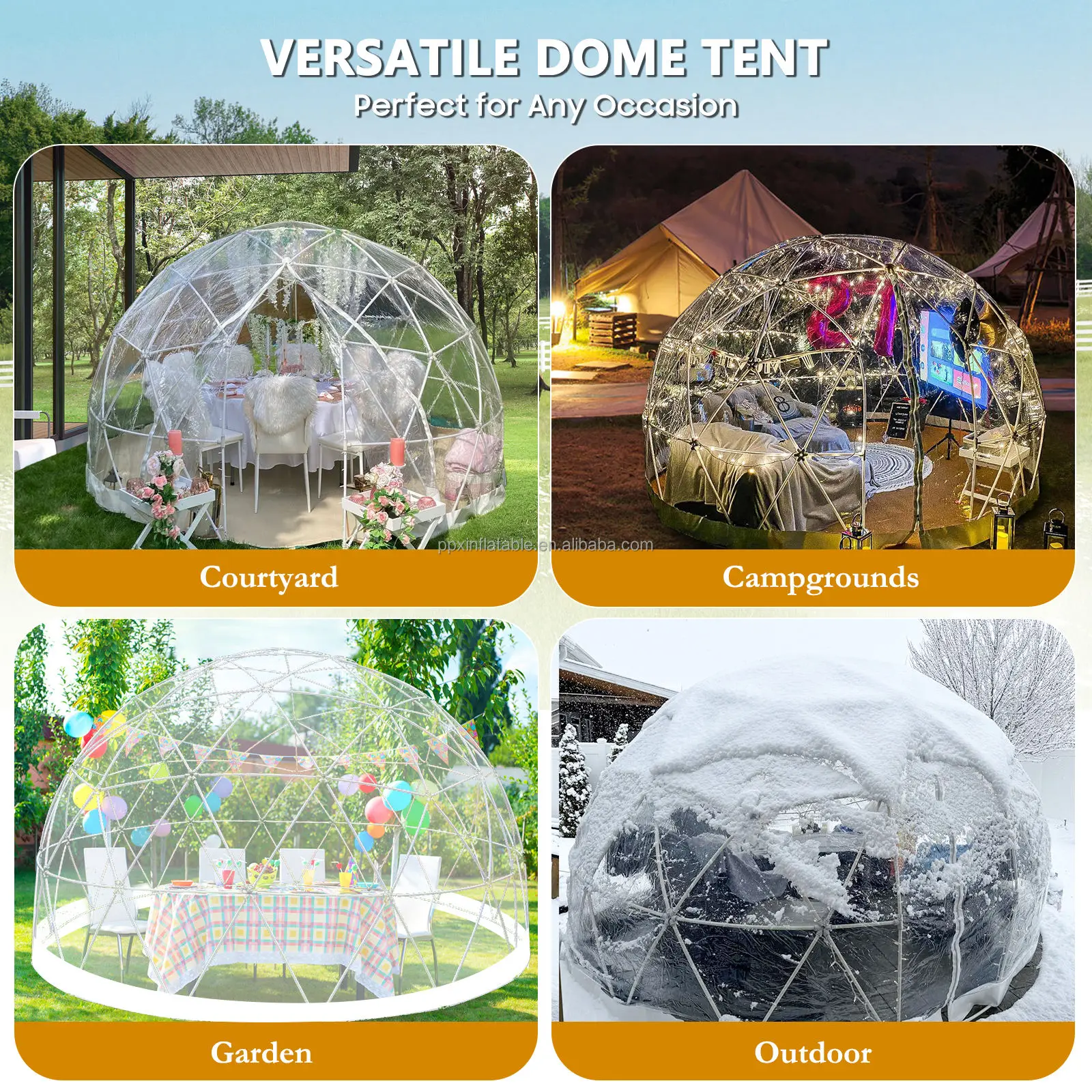 Factory Direct 2026 Top RatedOutdoor Camping Weatherproof Greenhouse Transparent Tent Courtyard Party Restaurant Tent Can Be Cus
