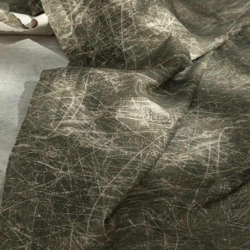 Cotton Military Green Random Pattern Printed Fabric for Creative Fashion Designer Wholesale Cloth Diy Sewina By Meters Material