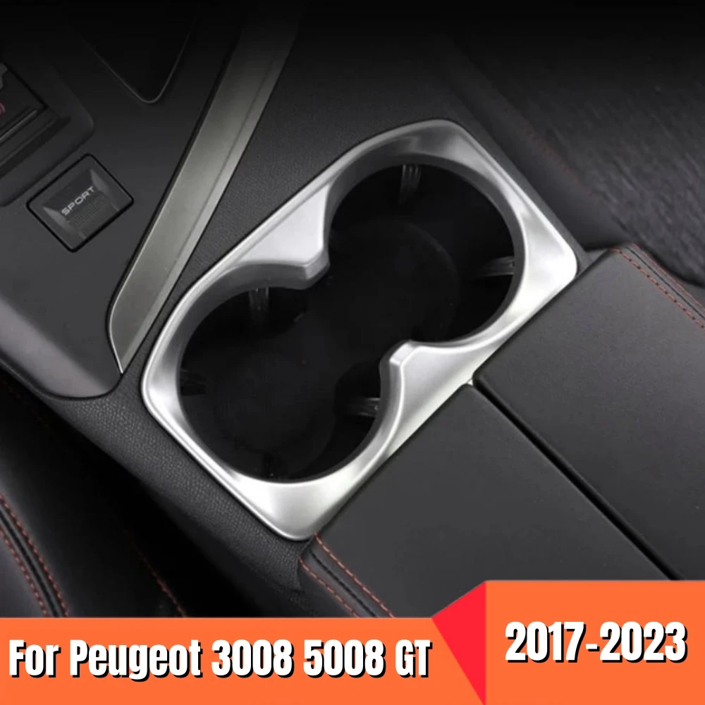 

For Peugeot 3008 GT 5008 2017-2020 Accessories ABS Matte/Carbon Car Front water cup frame Decoration Cover Trim Car styling 1pcs