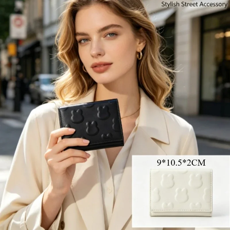 Cute Rabbit Head Short Wallet for Women Slim Mini Niche Simple Card Coin Purse All-match Money Clip 2026 New Style