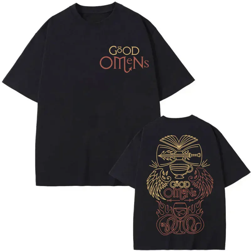 

Funny Good Omens TV Series Merch T-shirt Men Women Clothing Fashion Y2k Oversized T Shirt Summer Casual Short Sleeve T-shirts