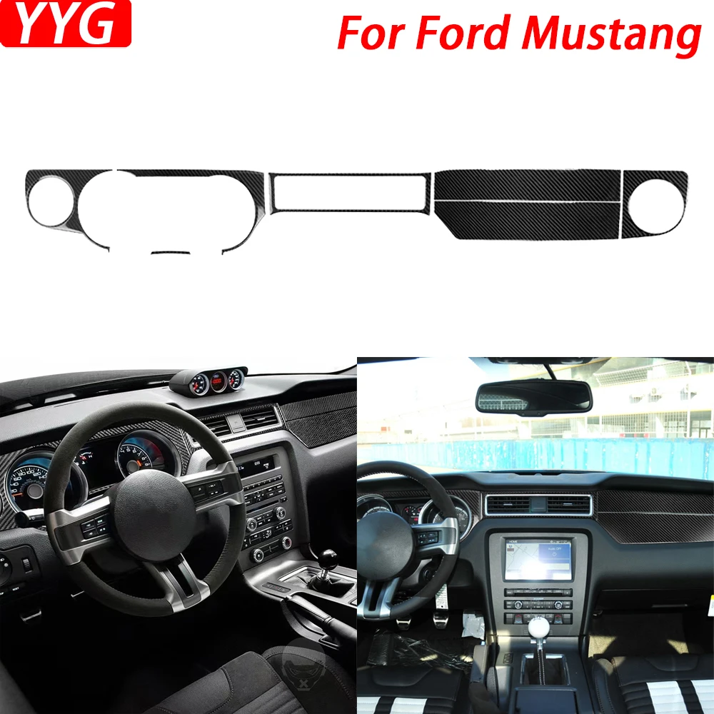 For Ford Mustang 2009-2013 Carbon Fiber Accessories Dashboard Speedometer Air Outlet Panel Cover Car Interior Decoration Sticker