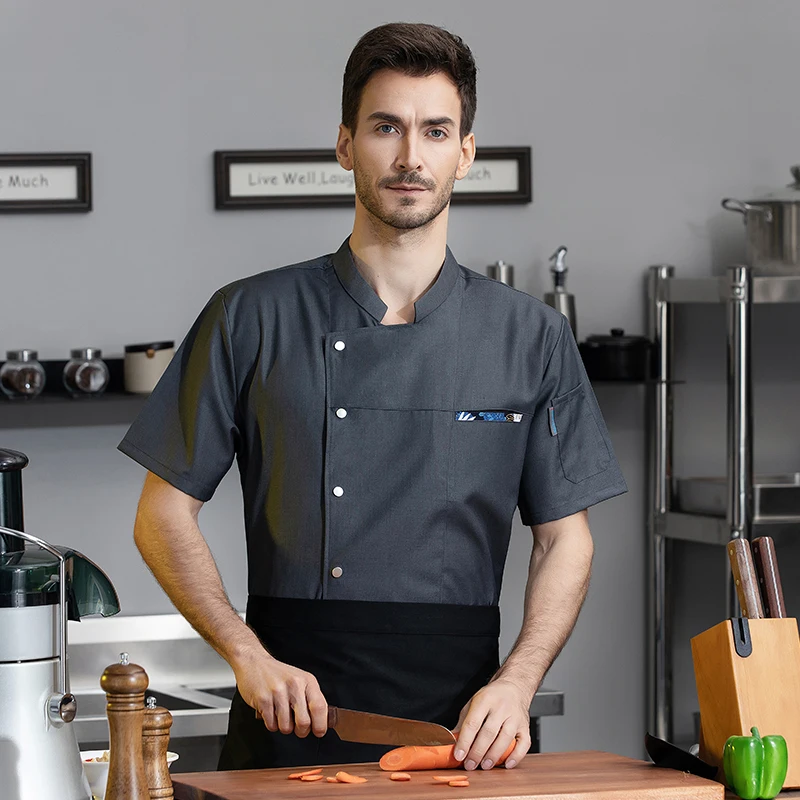 Restaurant Chef's Uniform Men's Kitchen Topss Hotel Waiter Shirt Catering Service Cooking Jacket Bakery Work Clothes