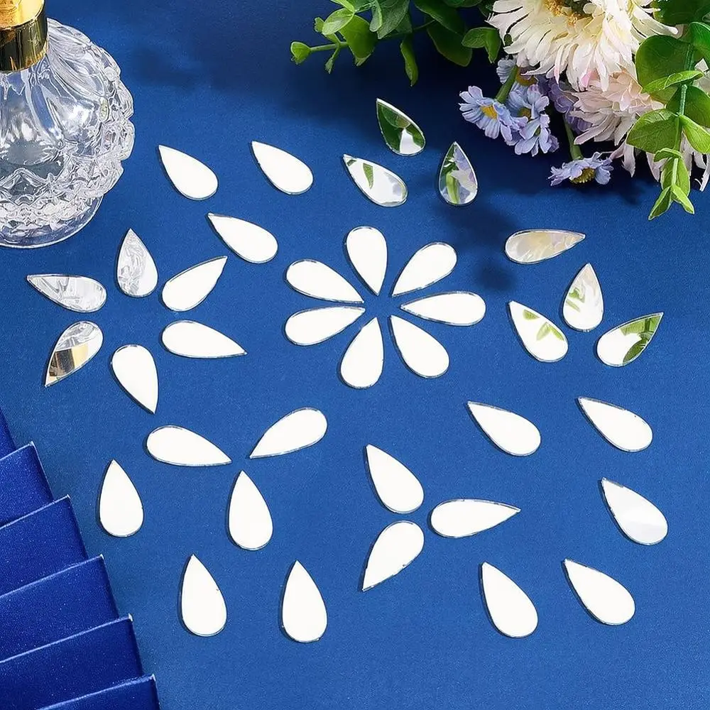 Decorative Acrylic Mirror Wall Decals Silver Teardrop Style Adhesive Art Stickers For Bedroom Living Room Wall Background