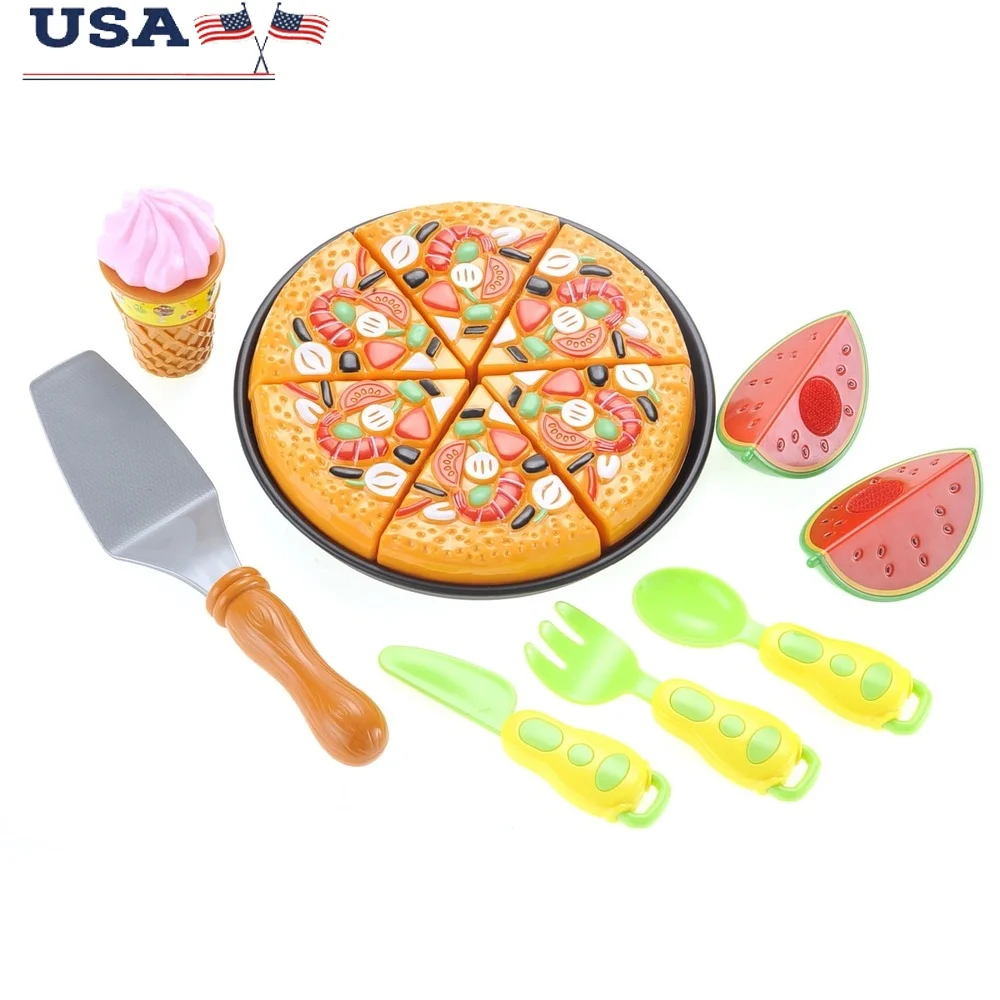 

Kids Pizza Picnic Watermelon Ice Cream Cone Playset Fun Kitchen Toy Unisex Playtime Activity