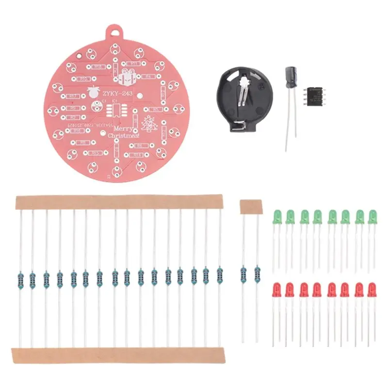 M12K-NE555 LED Christmas Tree Decoration LED Blinking PCB Soldering DIY Kit Red Green Flashing Light Soldering Practice Board