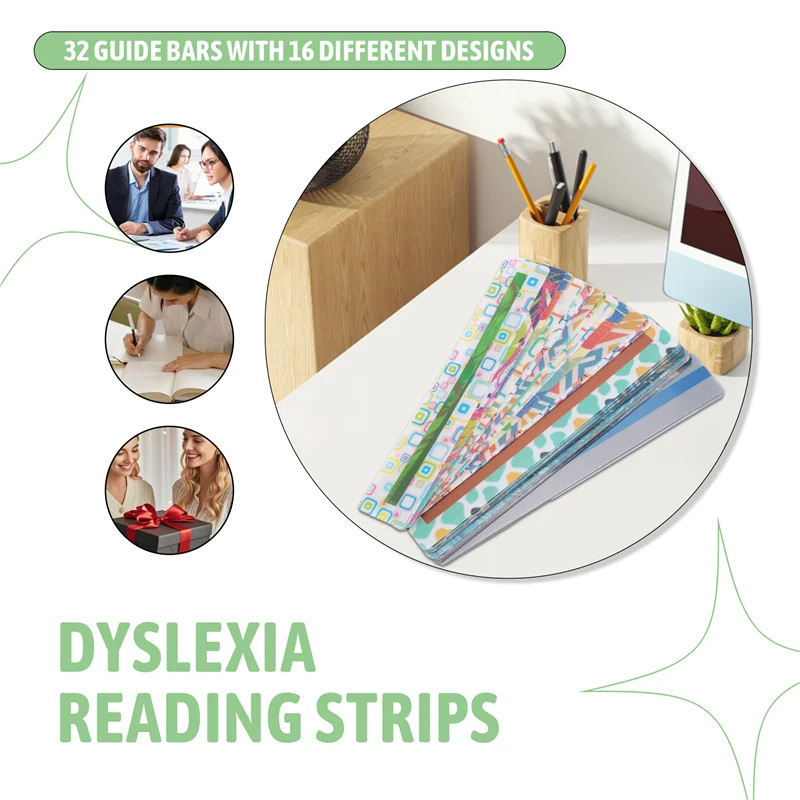 32Pcs Guided Reading Strips For Kids, Dyslexia Reading Strips Highlighter Dyslexia Reading Rulers Highlight Bookmarks