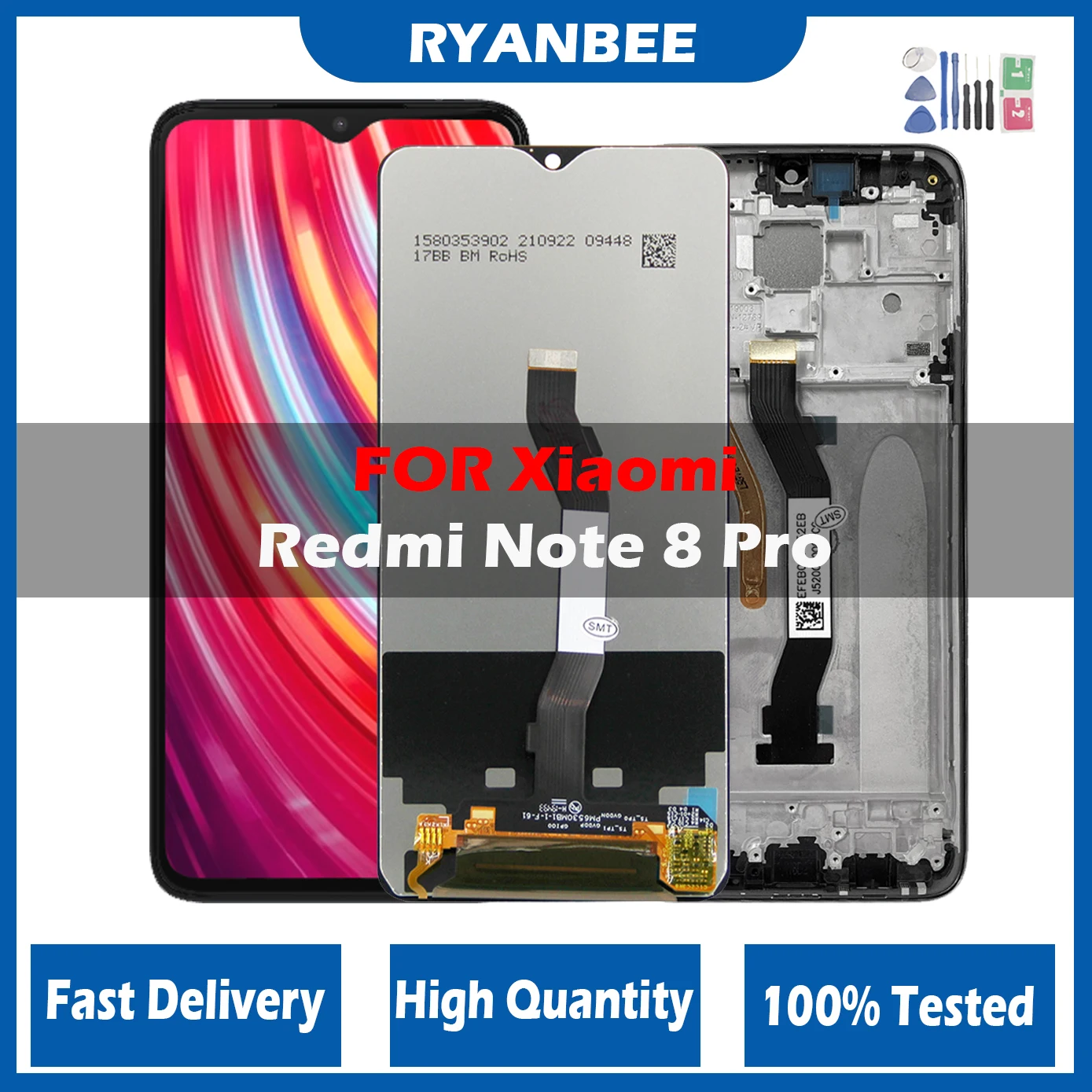 

ЖК-дисплей для Xiaomi Redmi Note 8 Pro с сенсорным экраном и дигитайзером в сборе, замена для Redmi Note 8Pro с задней крышкой, оригинал