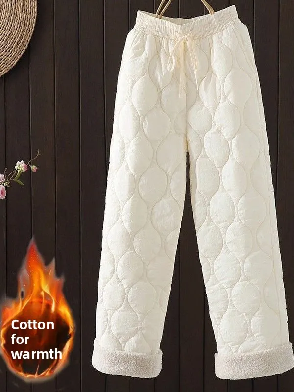 

Утепленные повседневные хлопковые брюки для женщин: новые осенне-зимние широкие брюки, универсальные прямые брюки для офиса и повседневной носки