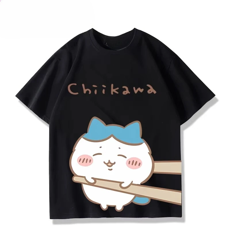 Summer Kawaii Chiikawa Graphic Tee Unisex Hachiware Usagi Anime Short Sleeve Sweet Trendy Couple Student Streetwear Fashion Tops