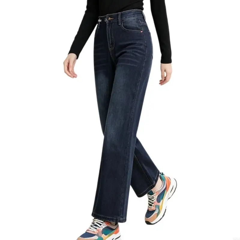 2026 New High Waist Straight Jeans Pants for Women Retro Wide Leg Baggy Denims Trousers