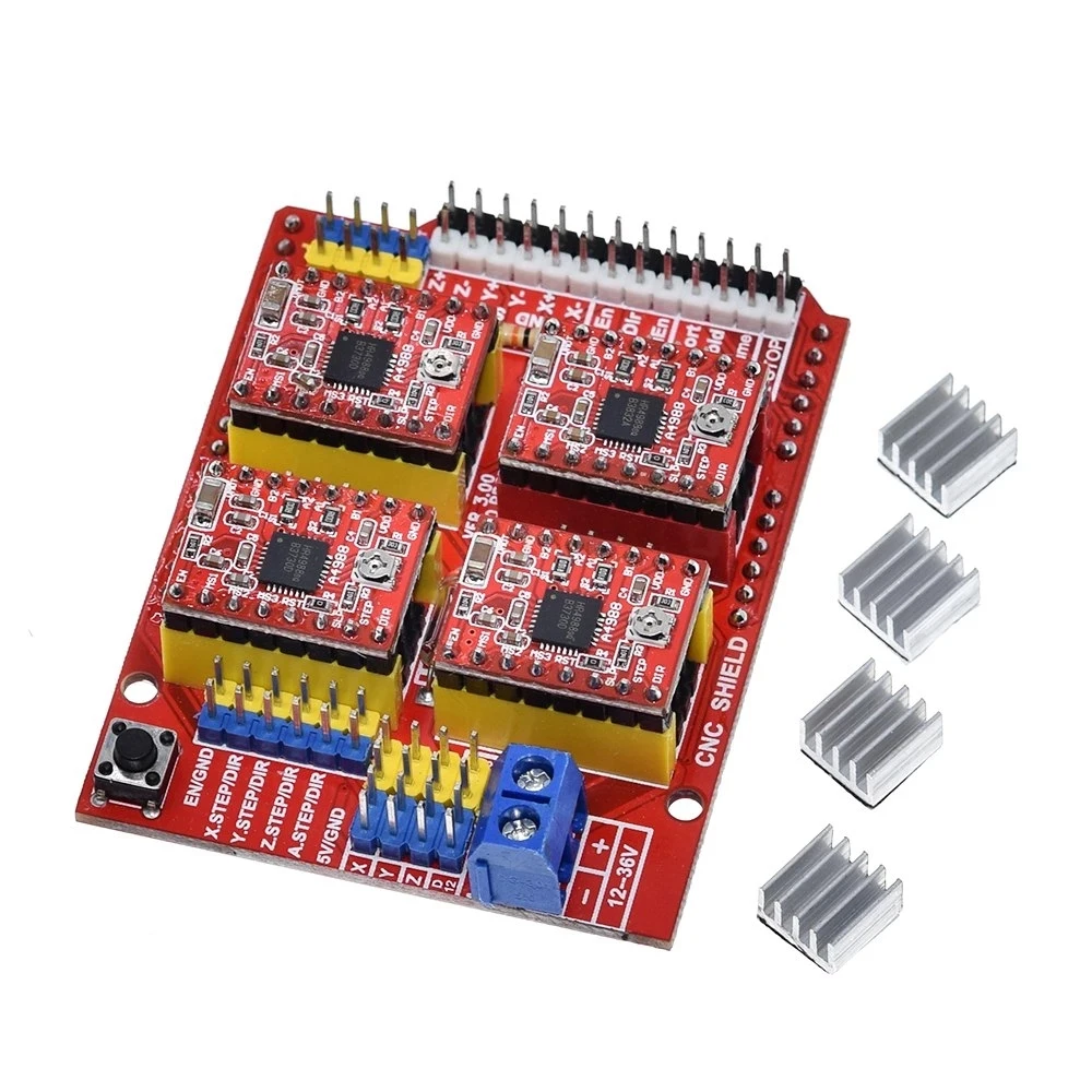 CNC Shield V3เครื่องแกะสลัก/3D เครื่องพิมพ์/+ 4Pcs A4988 Driver Expansion Board สำหรับ Arduino