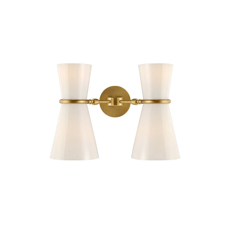 Nordic Minimalist White Trumpet Glass Pendant Lamp Brass Accents Dimmable Ceilings Lustre